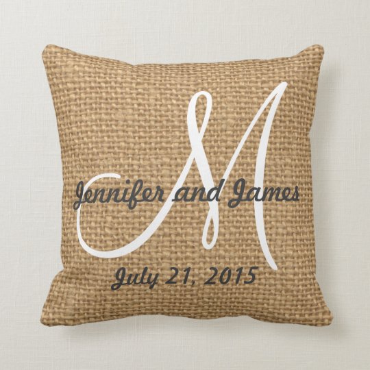 Monogram Names Rustic Wedding Keepsake Throw Pillow Zazzle.com