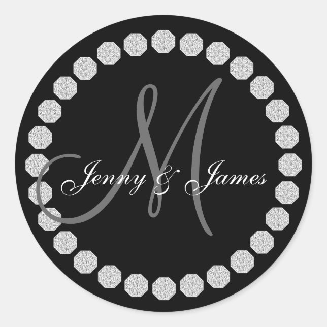 Monogram Names Wedding Favor Labels (Front)