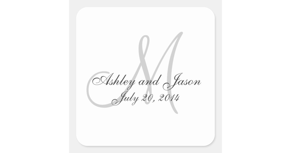 Monogram Names Wedding Favor Sticker Template Zazzle Com