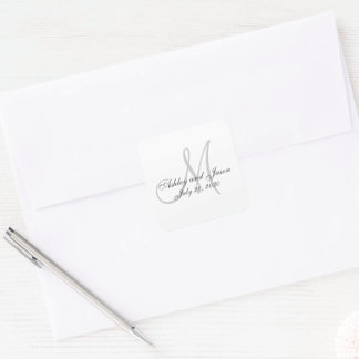 Monogram Names Wedding Favor Sticker Template