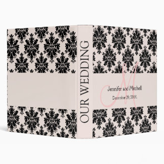 Monogram Names Wedding Pink Damask Planner Binders