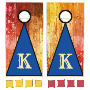 Monogram Natural Wood Cornhole Set