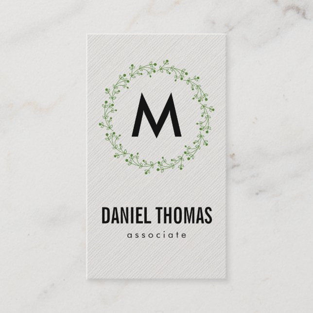 Monogram / Natural / Wreath Business Card (Front)