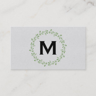 Monogram / Natural / Wreath II Business Card