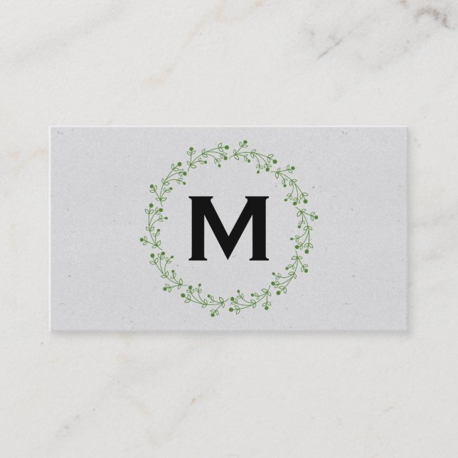 Monogram / Natural / Wreath II Business Card (Front)