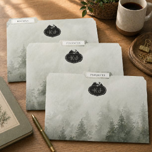 Monogram Nature Stamp Custom Name File Folder