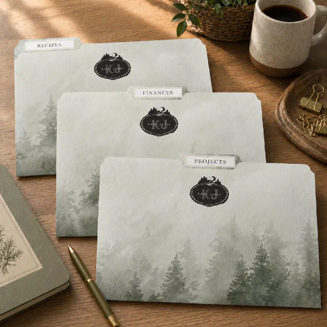 Customised Name Files Monogram Nature Stamp | Custom Name File Folder | Zazzle