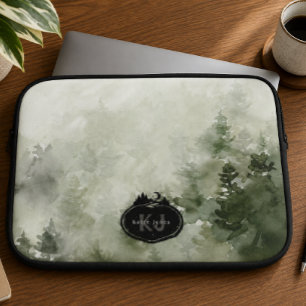 Monogram Nature Stamp Custom Name Laptop Sleeve