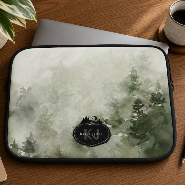 Monogram Nature Stamp | Custom Name Laptop Sleeve (Creator Uploaded)