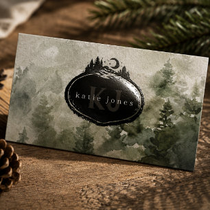 Monogram Nature Stamp Custom Name Raised Spot UV Business Card