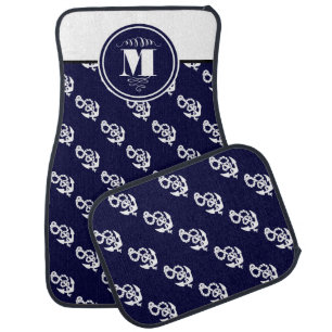 Monogram Nautcal Anchor Pattern Any Color Car Floor Mat