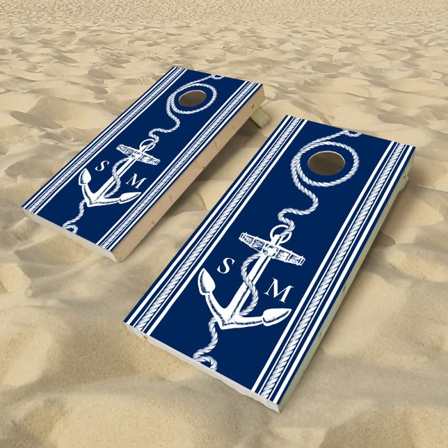 Monogram Nautical Anchor Cornhole Set (Creator Uploaded)