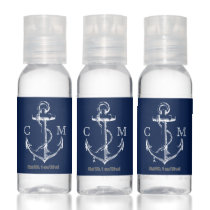 Monogram Nautical Anchor Navy Hand Sanitizer