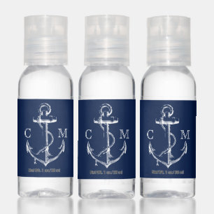 Monogram Nautical Anchor Navy Hand Sanitizer