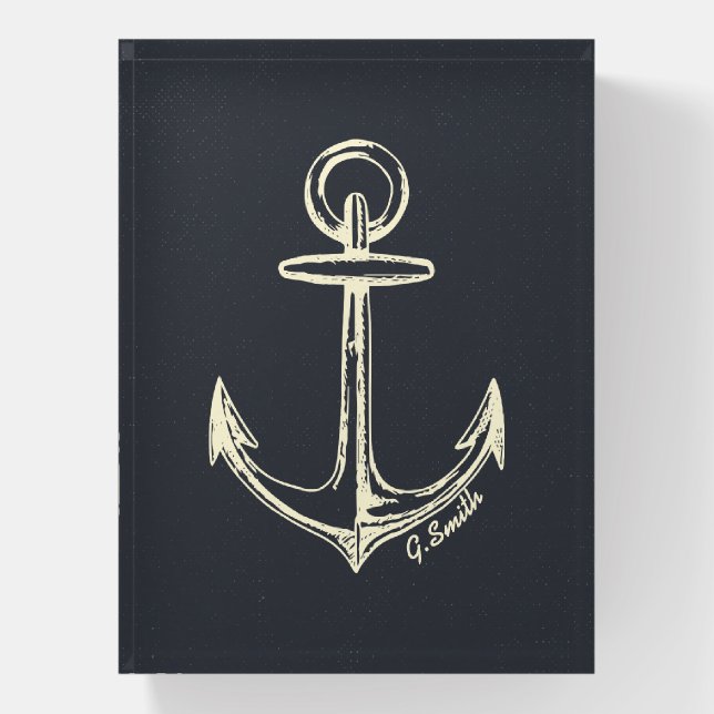 Monogram Nautical Anchor Paperweight (Vertical)
