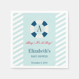 Monogram Nautical Buoy Baby Shower Napkins