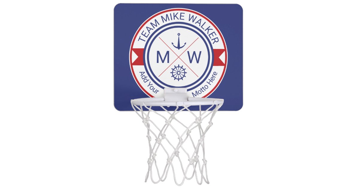 Monogram Nautical Logo Anchor Wheel Helm Motto Mini Basketball