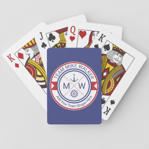 Monogram Nautical Logo Anchor Wheel Helm Motto Playing Cards