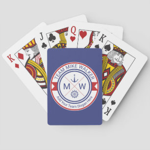 Monogram Nautical Logo Anchor Wheel Helm Motto Poker Cards