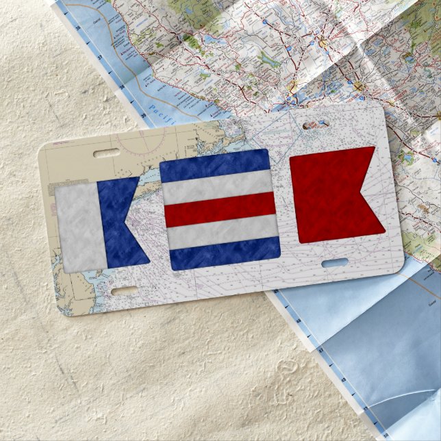 Monogram Nautical Maritime Signal Flag | Chart License Plate (In Situ)