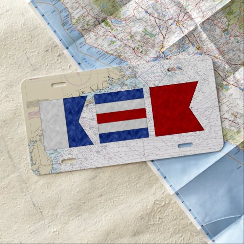 Monogram Nautical Maritime Signal Flag  Chart License Plate