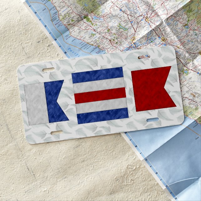 Monogram Nautical Maritime Signal Flag | Tropical License Plate (In Situ)