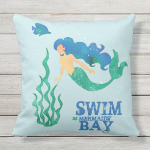 Monogram. Nautical. Mermaids' Bay. Family Name. Throw Pillow