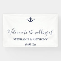 Monogram Nautical Navy Blue Anchor Wedding    