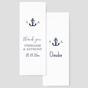 Monogram Nautical Navy Blue Anchor Wedding Bookmarks