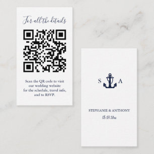 Monogram Nautical Navy Blue Anchor Wedding Enclosure Card