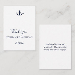 Monogram Nautical Navy Blue Anchor Wedding Note Card