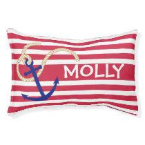 Monogram Nautical Red White and Blue Dog Bed