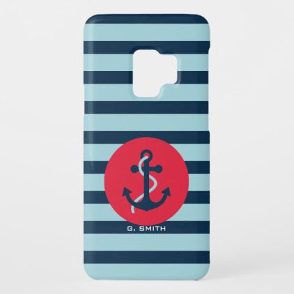 Monogram. Nautical Stripes. Anchor. Case-Mate Samsung Galaxy S9 Case