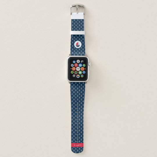 Monogram. Nautical Theme. Sailing Ship. Apple Watch Band | Zazzle.com