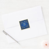 Monogram Navy and Gold Floral Sticker (Envelope)