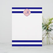 Monogram Navy Blue and Baby Pink Striped Pattern (Standing Front)