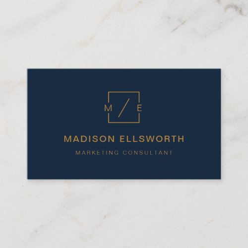 Monogram Navy Blue And Gold Modern Professional Business Card