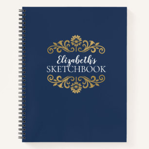 Monogram Navy Blue Artist Sketchbook Notebook