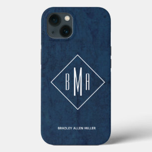 Monogram Navy Blue iPhone 13 Case