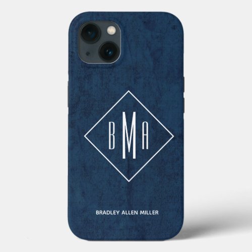 Monogram Navy Blue iPhone 13 Case