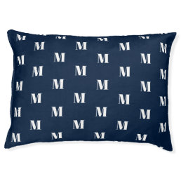 Monogram navy blue custom Initial letter dog  Pet Bed