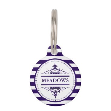 Monogram Navy Blue Elegant Dog Name Phone Tag Monogram Navy Blue Elegant Dog Name Phone Tag