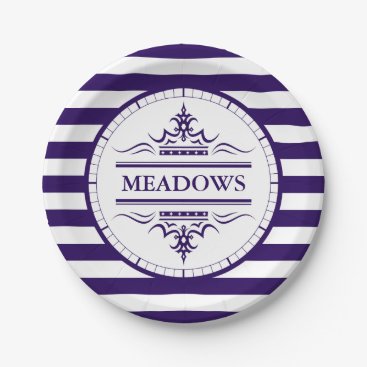 Monogram Navy Blue Elegant Nautical Paper Plates Monogram Navy Blue Elegant Nautical Paper Plates