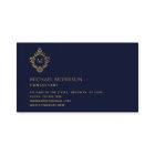 Monogram Navy Blue Faux Gold Crest Vintage Elegant