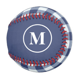 Monogram Navy Blue Gingham Baseball
