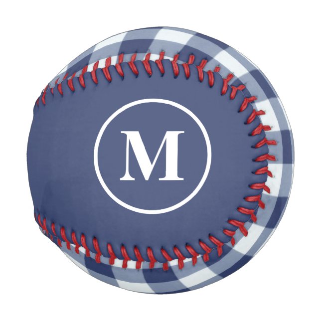 Monogram Navy Blue Gingham Baseball (Front Right)