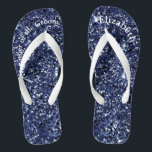 Monogram Navy Blue Glitter Mother of Bride Groom  Flip Flops<br><div class="desc">A fun gift for both the mother of the bride and groom. When her feet are tired at the end of the night,  she'll want these!  Personalize them!</div>