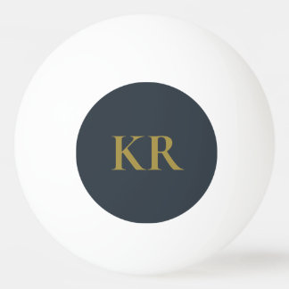 Monogram Navy Blue Gold Initials Minimalist Men Ping Pong Ball