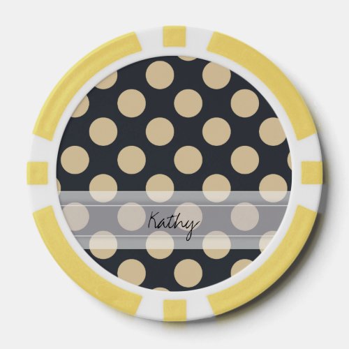 Monogram Navy Blue Ivory Chic Polka Dot Pattern Poker Chips