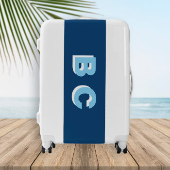 Monogram Navy Blue Minimalis Personalized  Luggage by SweetRainHome at Zazzle